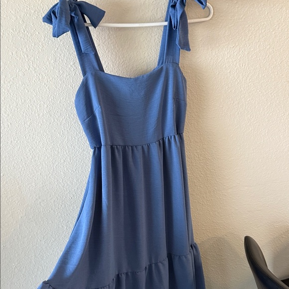 See You Monday Dresses & Skirts - See You Monday Blue Midi Dress with Bow Straps